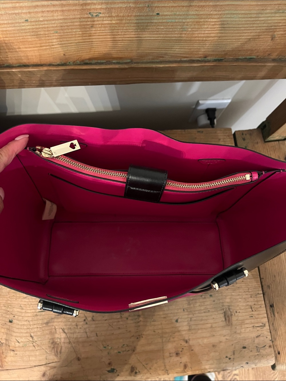 kate spade Black Tote with Pink Trim and Handles - Picture 4 of 10